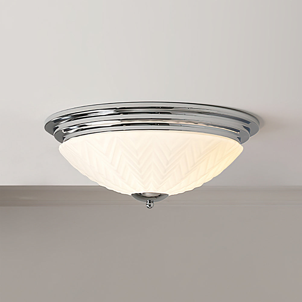 Art Deco Ceiling Light Chrome Chevron Glass Shade - Product detail 12
