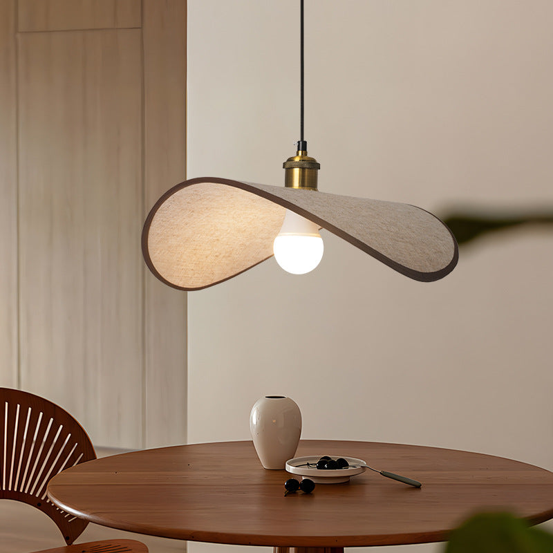 Modern Curved Pendant Light Bent Wood Design with Brass Accent - Product example