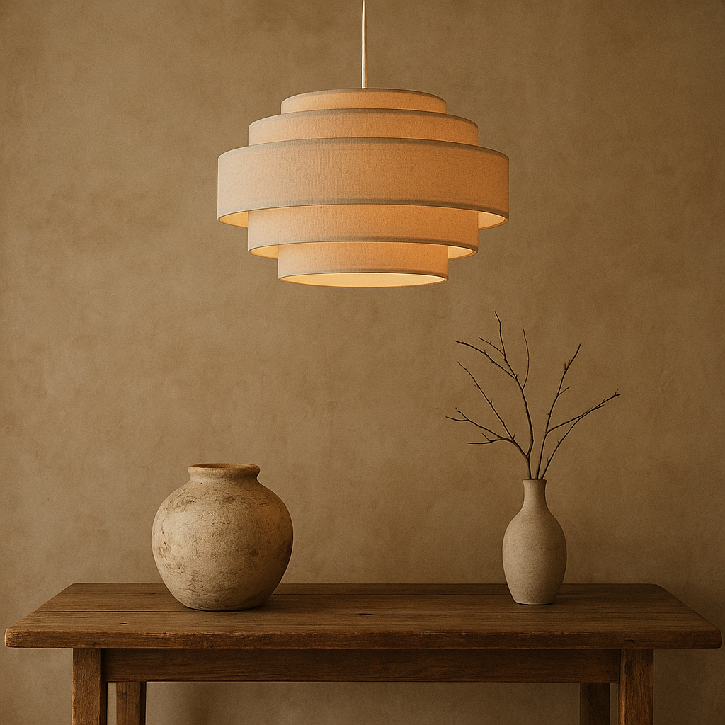 Modern Ring Pendant Light Layered Fabric Shade Design - Product detail 4