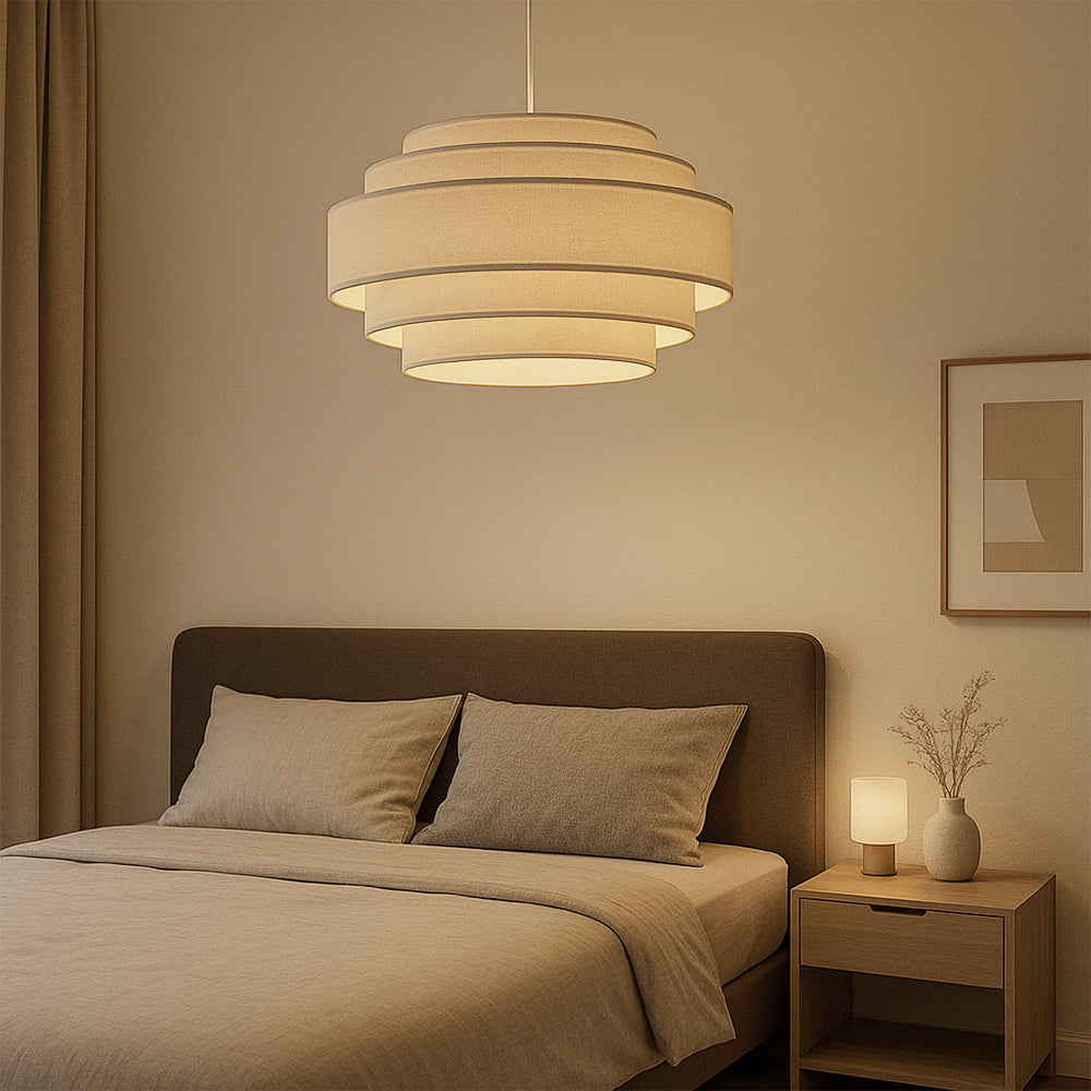 Modern Ring Pendant Light Layered Fabric Shade Design - Product detail 7