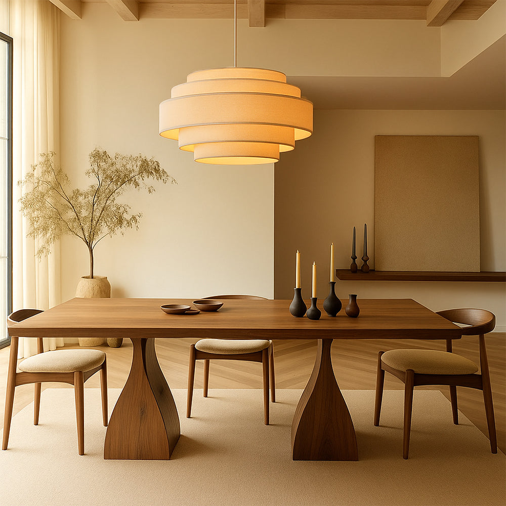 Modern Ring Pendant Light Layered Fabric Shade Design - Product detail 8