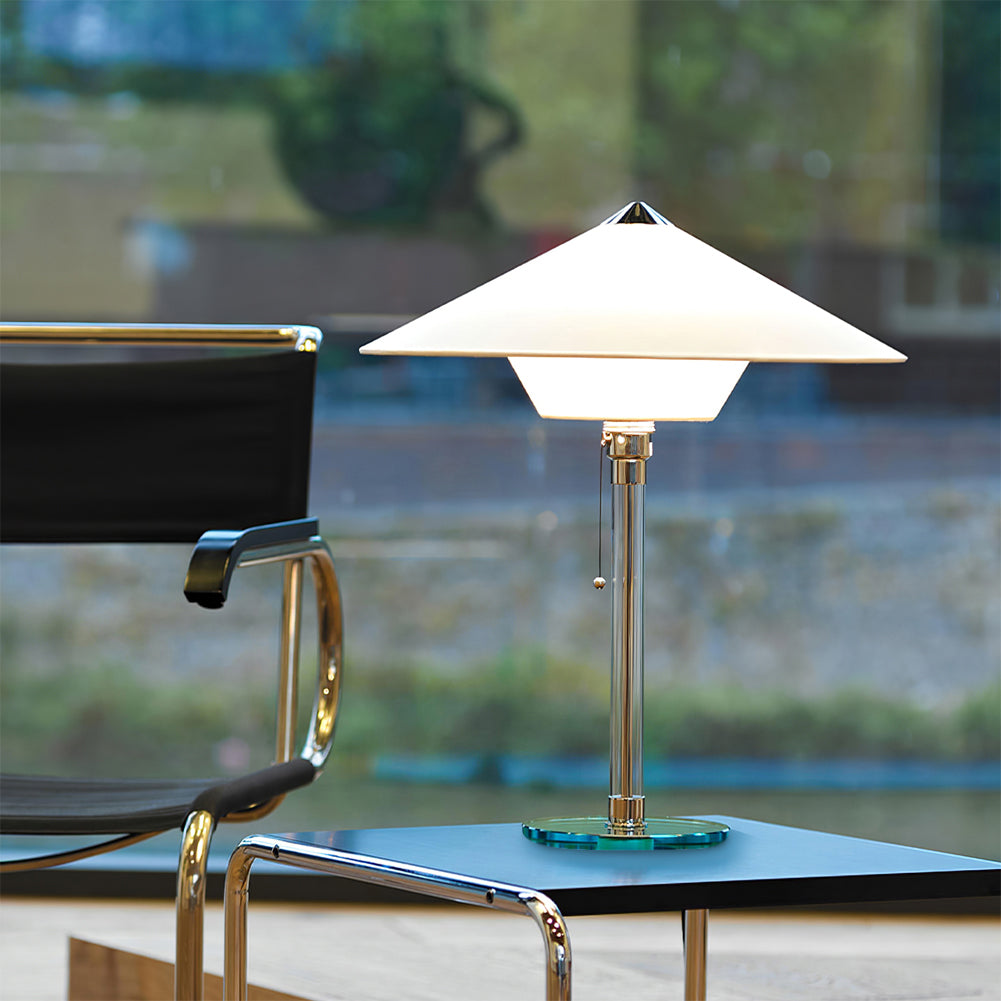 Bauhaus Table Lamp Glass Base With Fabric Shade - Product example
