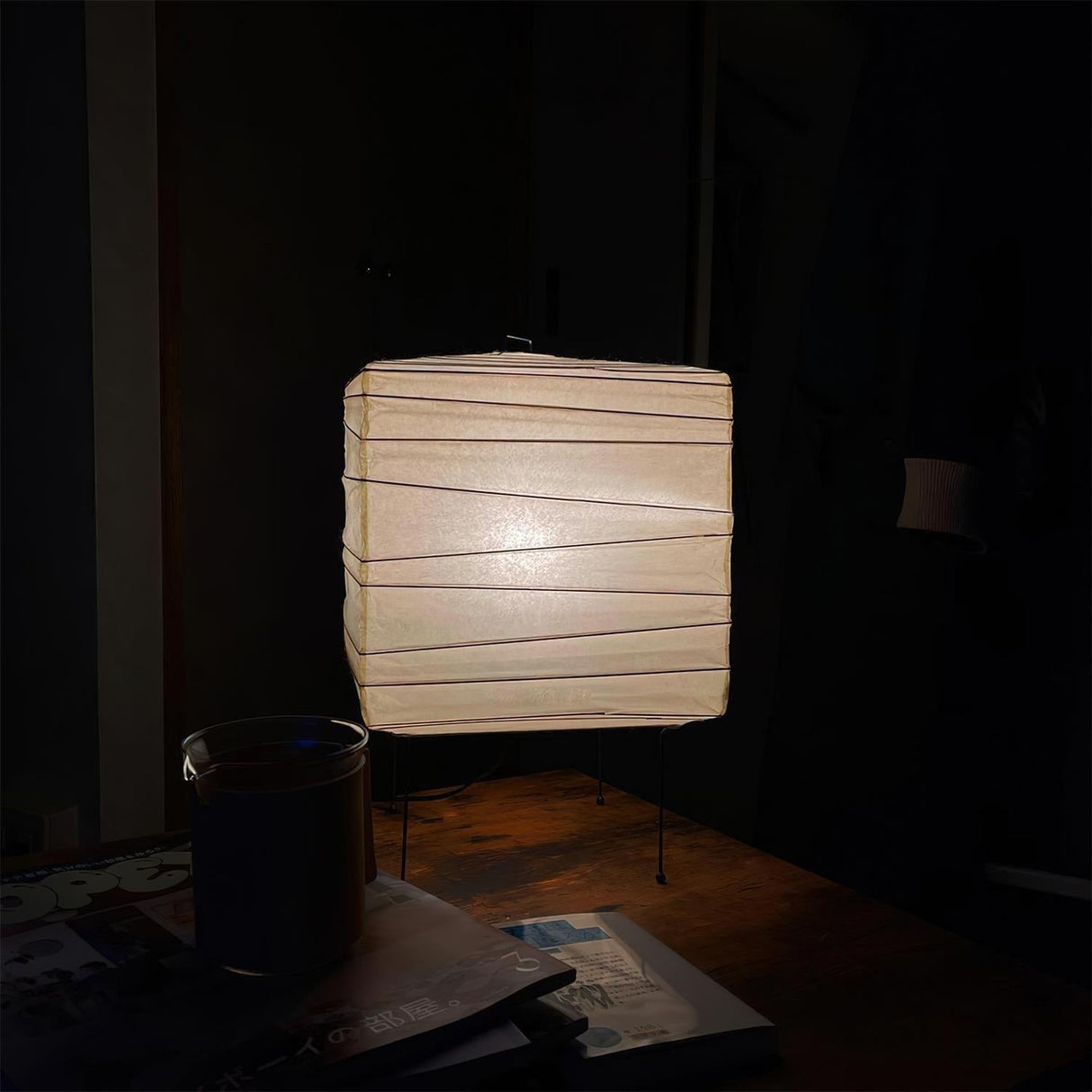 Japanese Table Lamp Washi Paper Geometric Design - Product detail 13