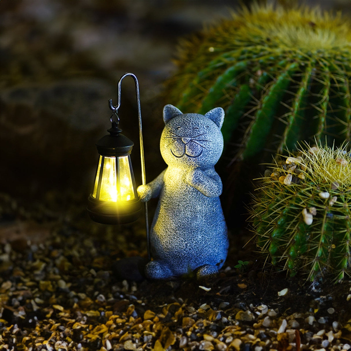 Solar Garden Cat Lantern  Weather-Resistant Decorative Light - Product detail 9