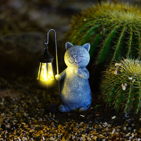 Solar Garden Cat Lantern  Weather-Resistant Decorative Light - Product detail 9