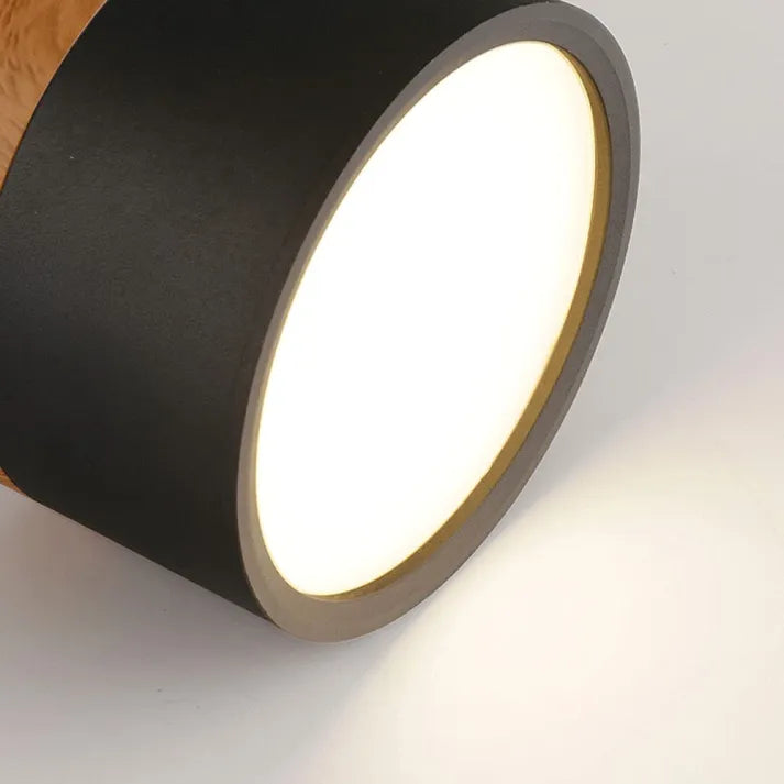 Modern LED Ceiling Light  Wood Trim Black Cylinder - Product detail 17