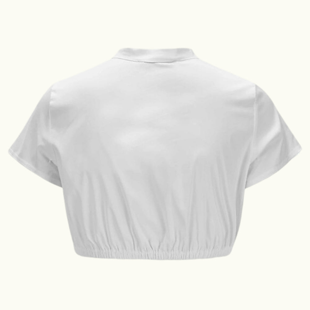 Traditional Dirndl Blouse Short Sleeve Cotton Design - Detailed view