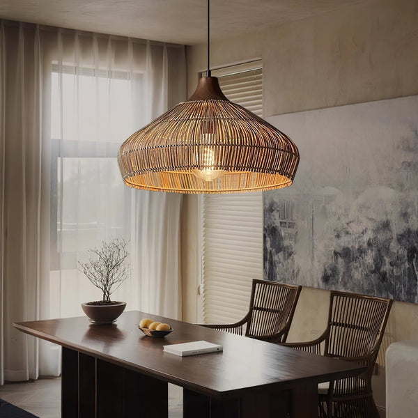 Woven Rattan Pendant Light  Natural Dome Shade Design - Product detail 5