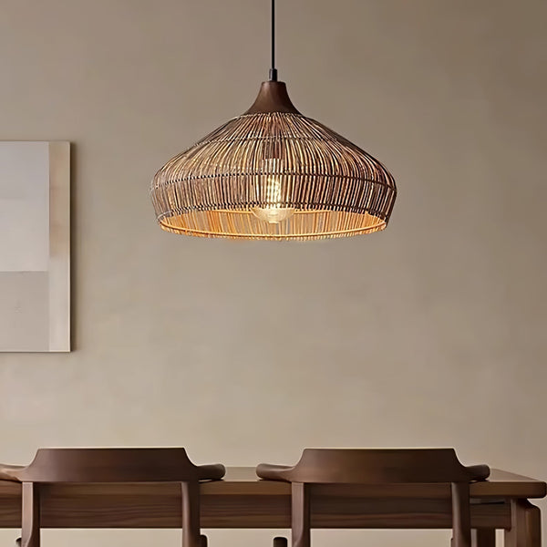 Woven Rattan Pendant Light  Natural Dome Shade Design - Product detail 4
