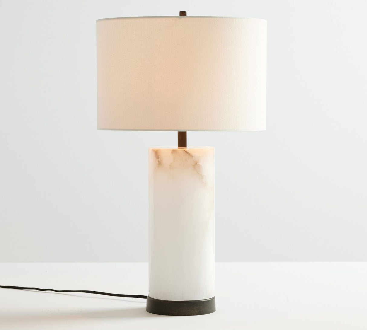 Alabaster Table Lamp White Marble Base with Linen Shade - Product detail 15