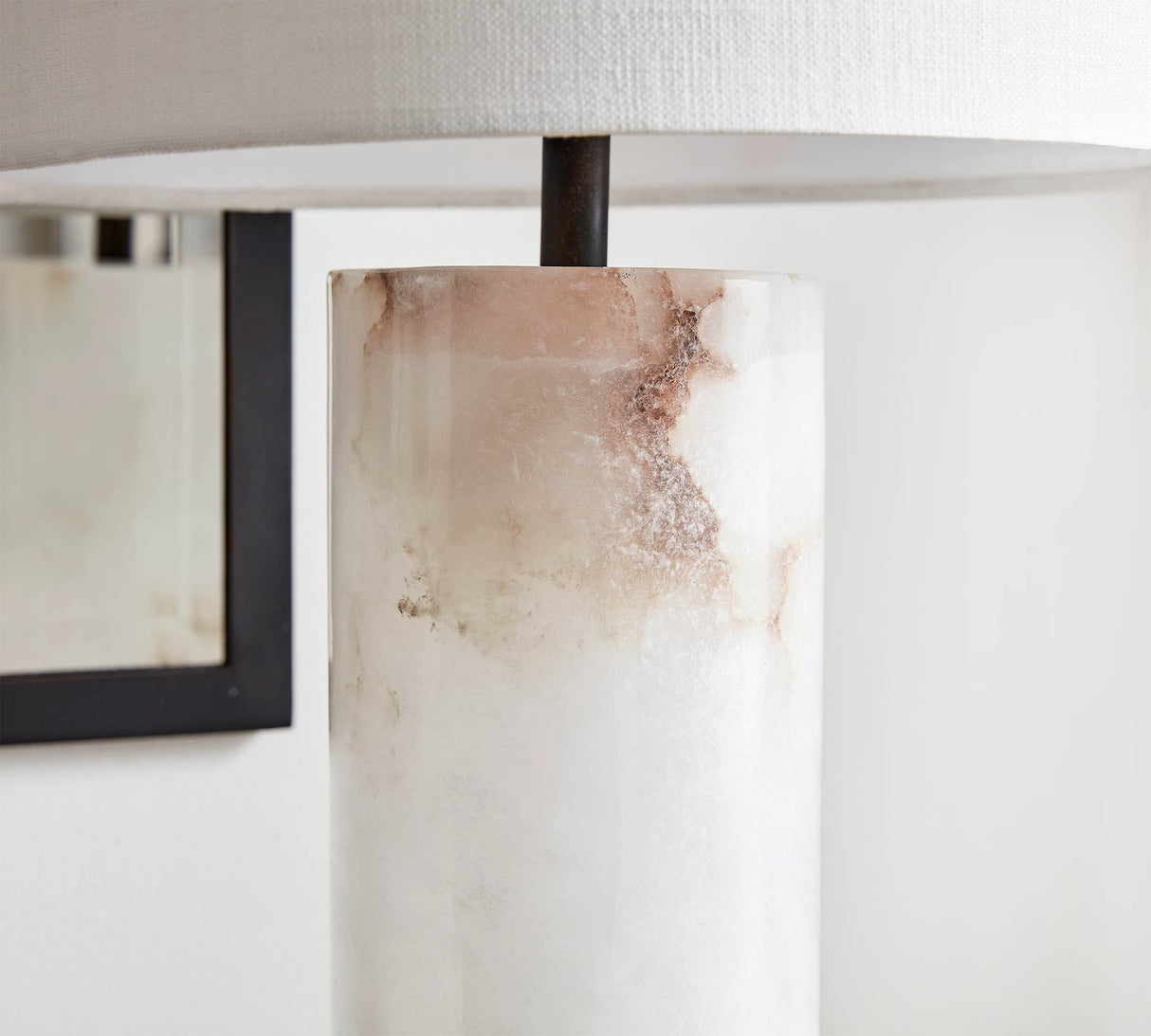 Alabaster Table Lamp White Marble Base with Linen Shade - Product detail 9