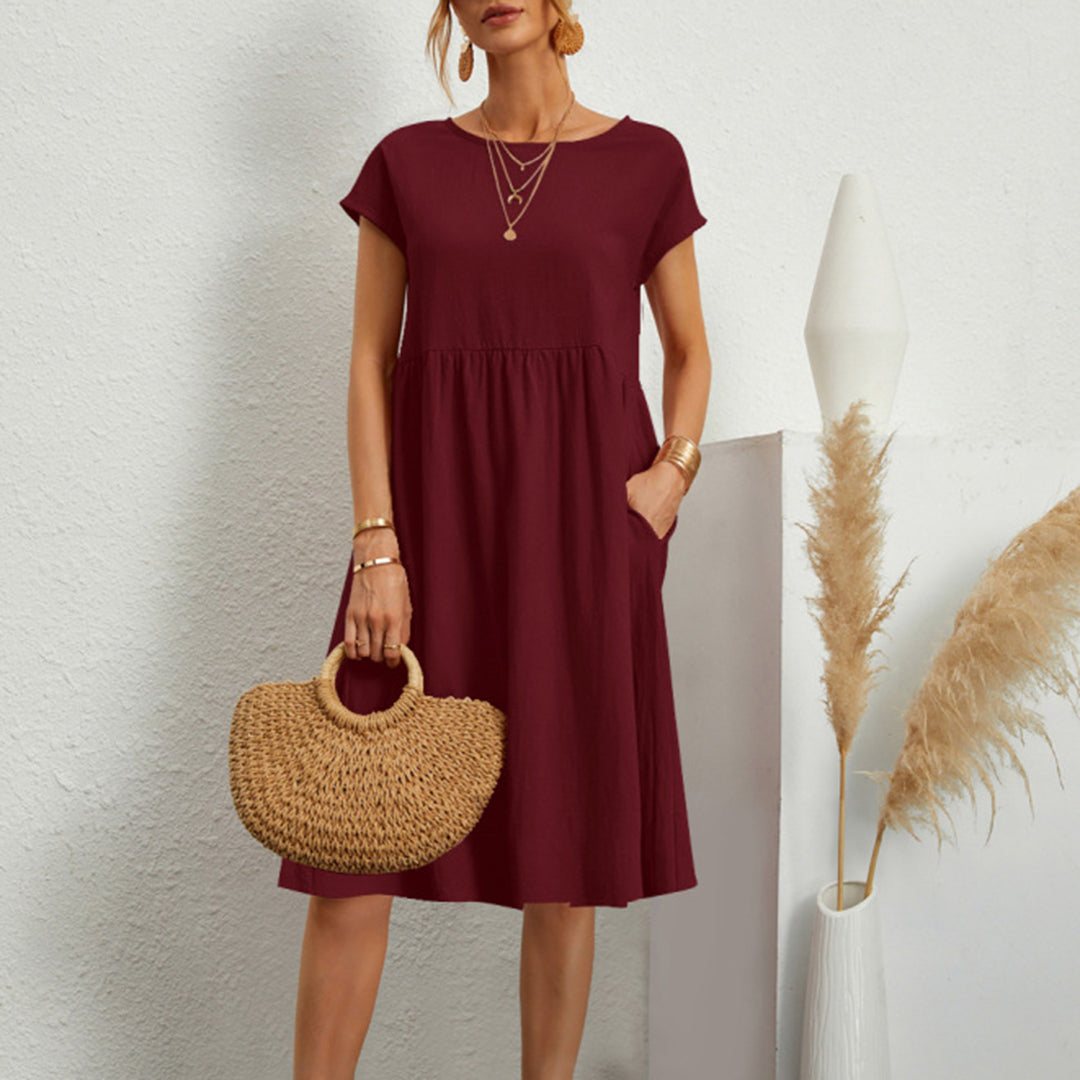 Cotton Summer Midi Dress Relaxed Fit With Pockets - Product detail 11