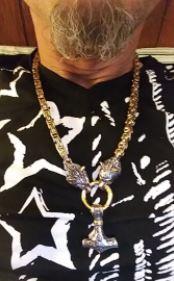 Stainless Steel Wolf Head Necklace Norse Mjolnir Pendant Chain - Product detail 9