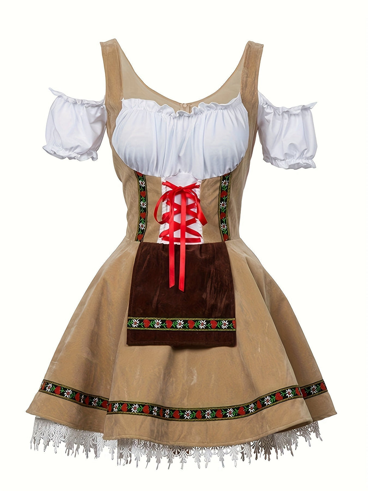 Womens Plus Size Bavarian Halloween Costume Dress Puff Sleeve Mini Outfit - Product detail 10