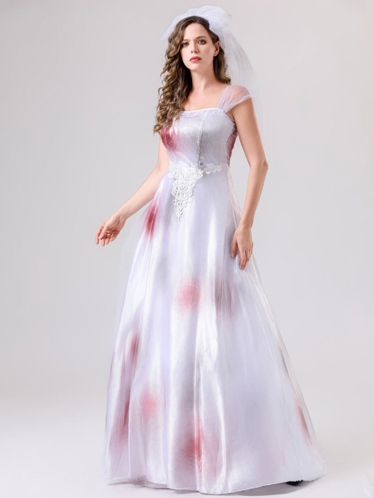 Womens Spooky Corpse Bride Halloween Costume Dress Bloody Maxi Gown - Detailed view