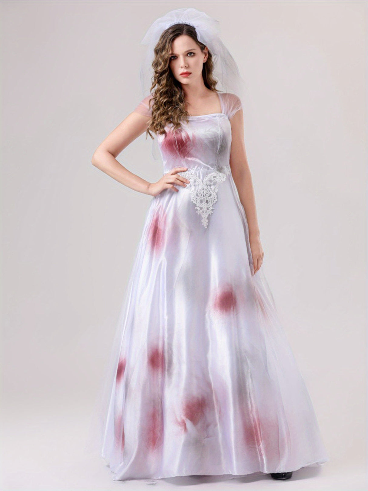 Womens Spooky Corpse Bride Halloween Costume Dress Bloody Maxi Gown - Product detail 4