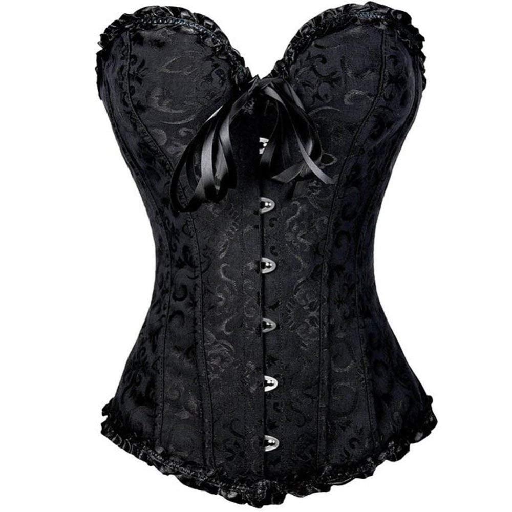 Victorian Waist Trainer Corset Boned Jacquard Pattern - Product showcase