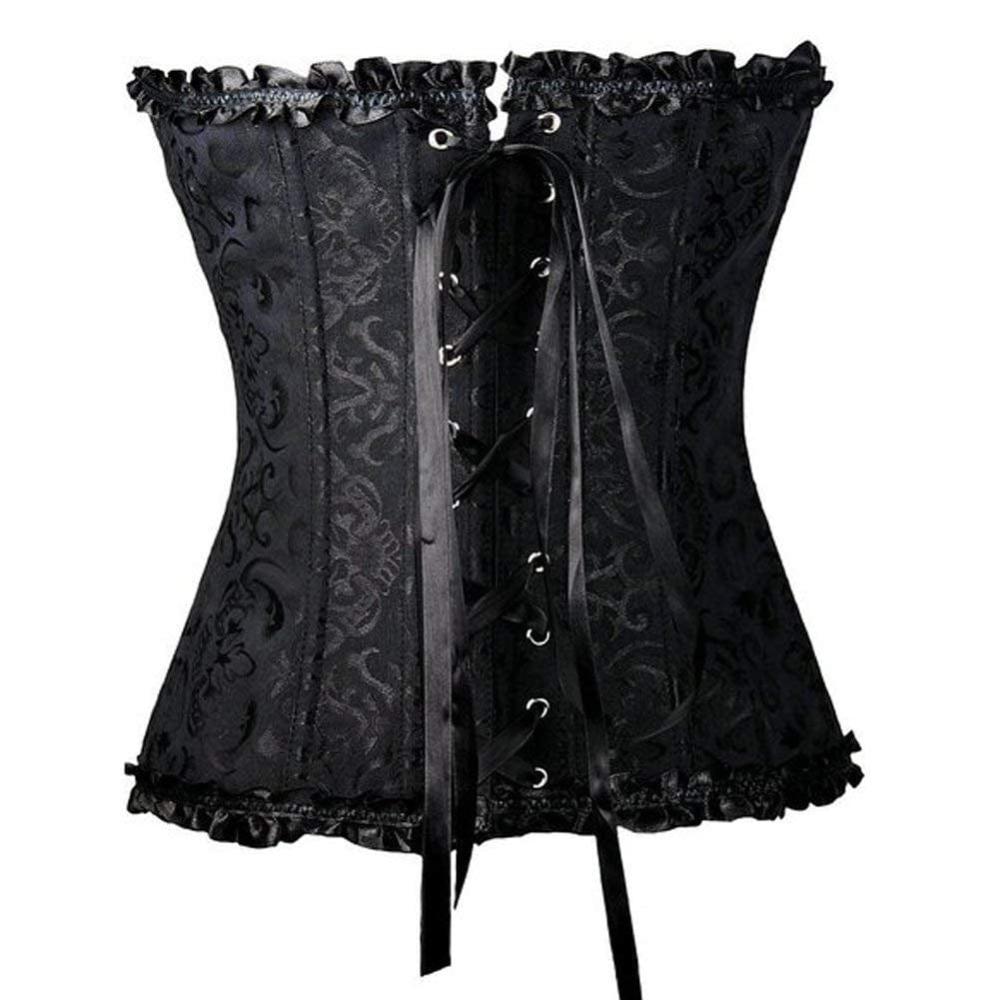 Victorian Waist Trainer Corset Boned Jacquard Pattern - Detailed view