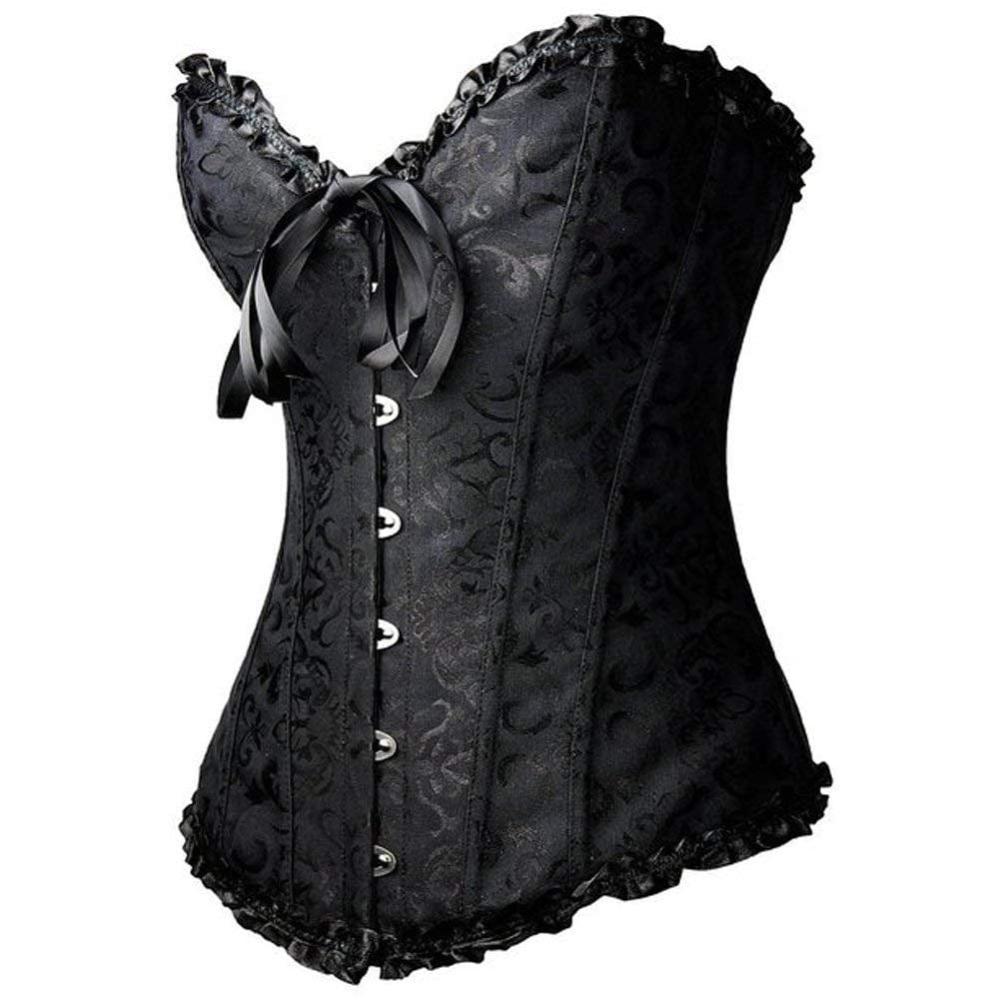 Victorian Waist Trainer Corset Boned Jacquard Pattern - Product example