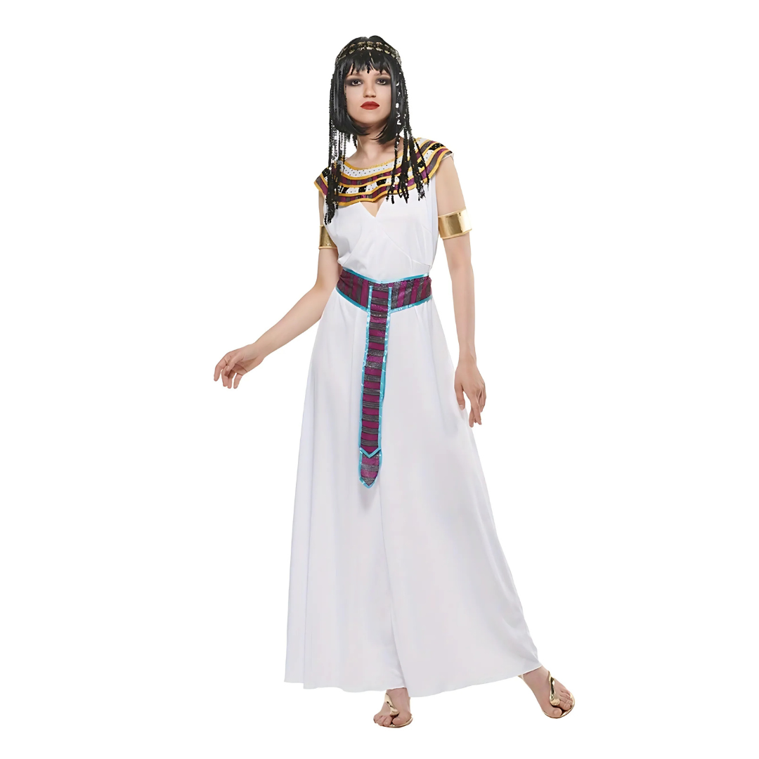 Womens Royal Cleopatra Costume Sleeveless Maxi Halloween Dress - Product showcase