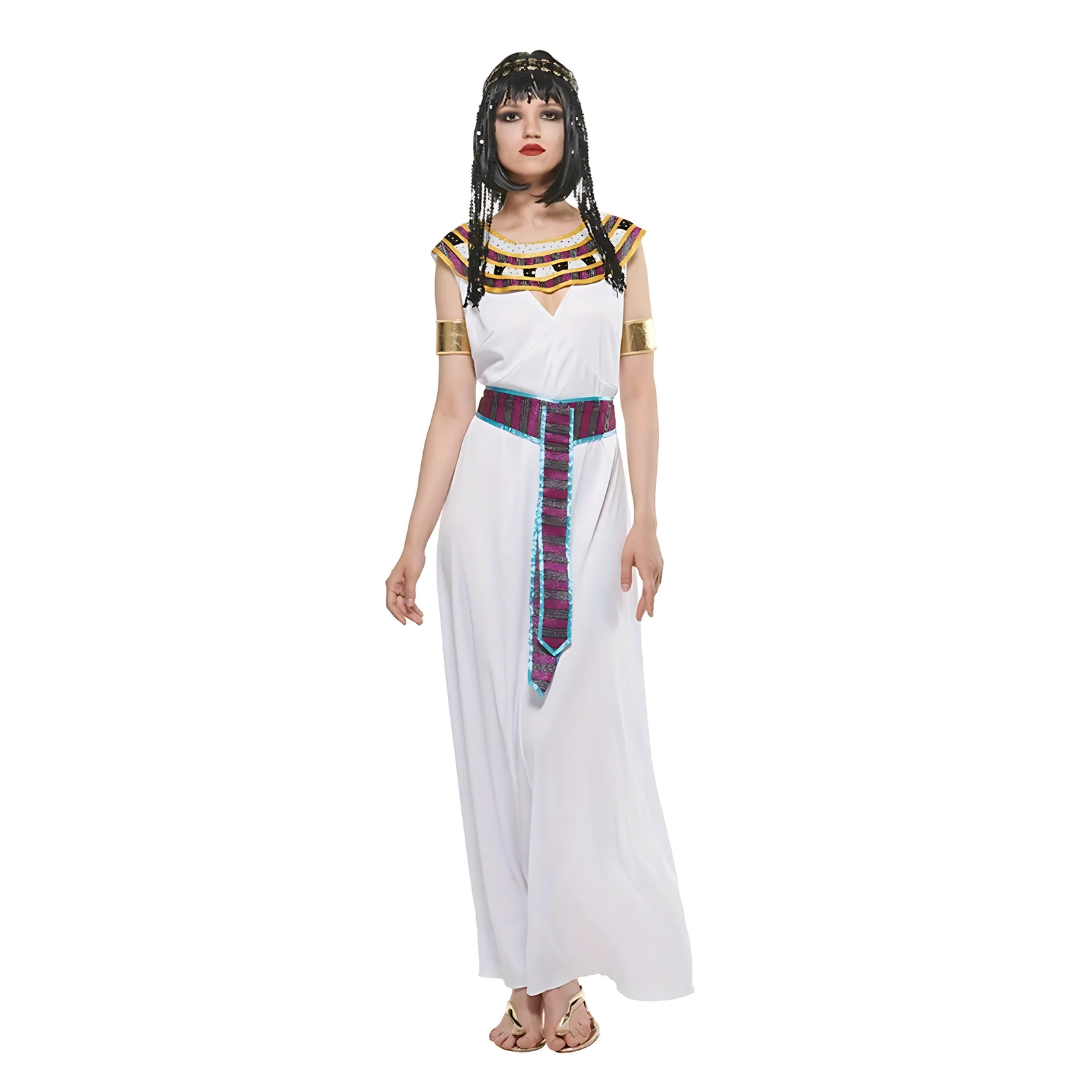 Womens Royal Cleopatra Costume Sleeveless Maxi Halloween Dress - Detailed view