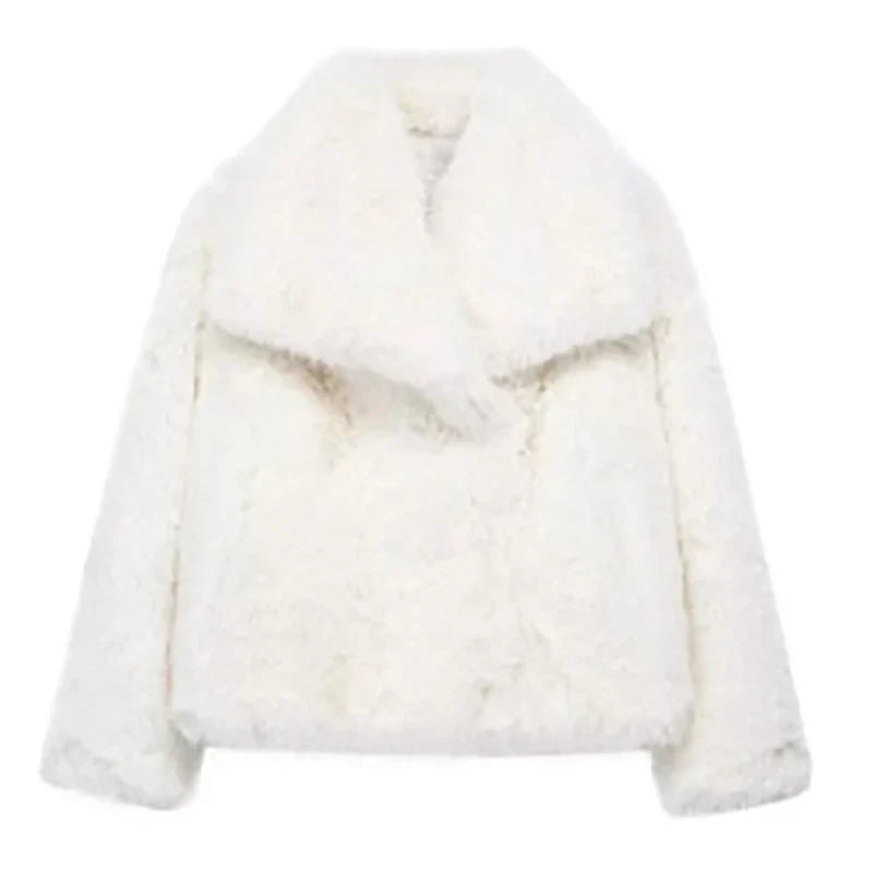 Plush Faux Fur Jacket  Soft Pink Winter Outerwear - Product detail 6