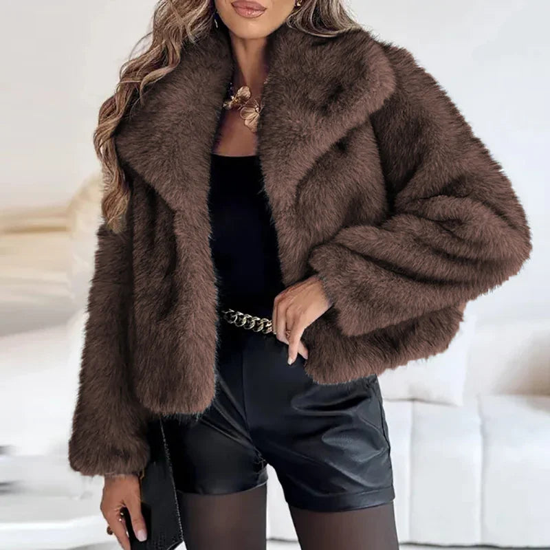 Plush Faux Fur Jacket  Soft Pink Winter Outerwear - Product example