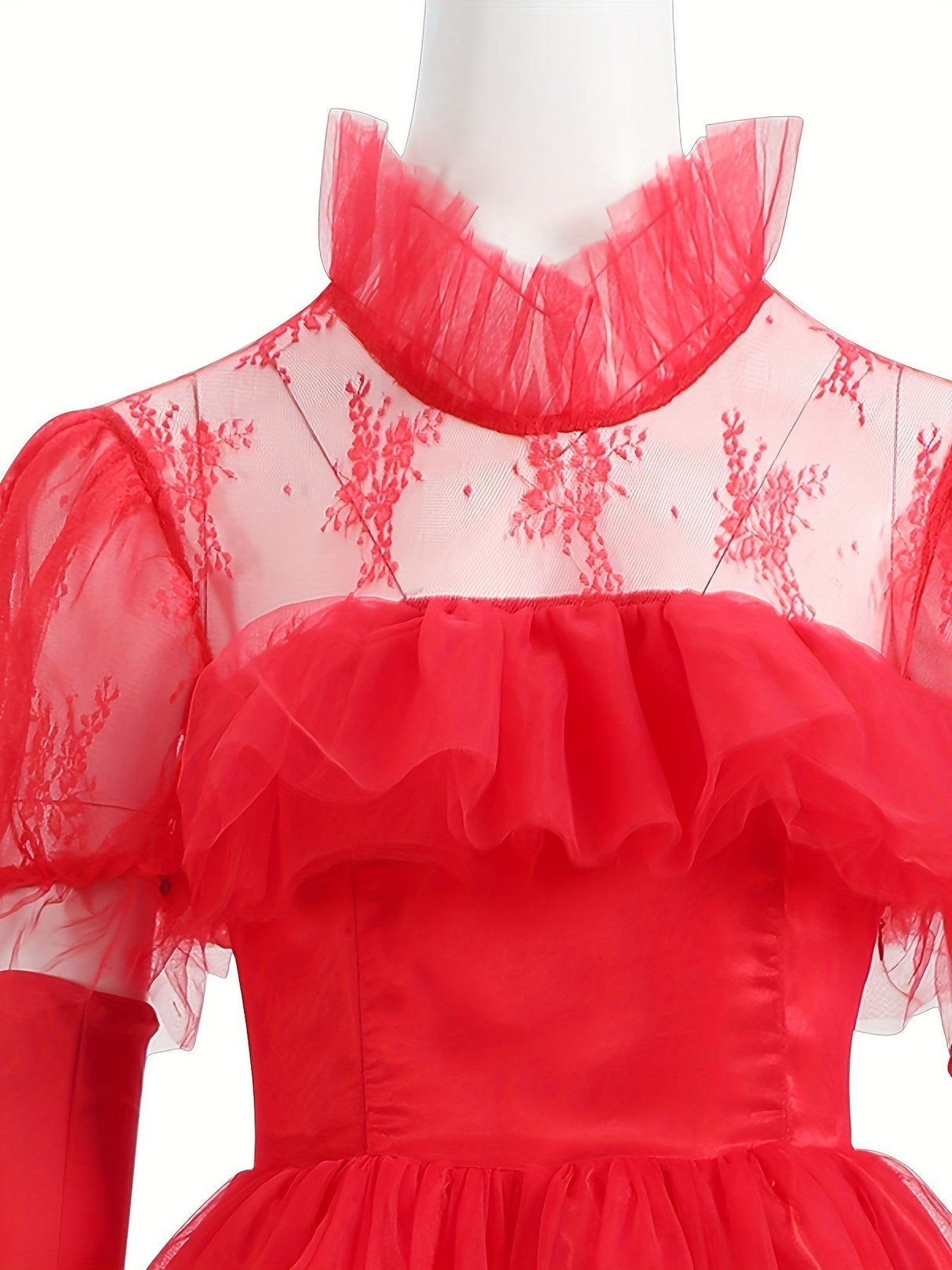 Womens Gothic Lace Halloween Costume Dress Tiered Maxi Gown - Product detail 4