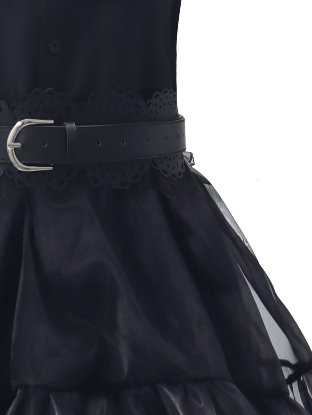 Womens Gothic Ruffle Halloween Costume Dress Layered Midi Outfit Set - Product detail 4