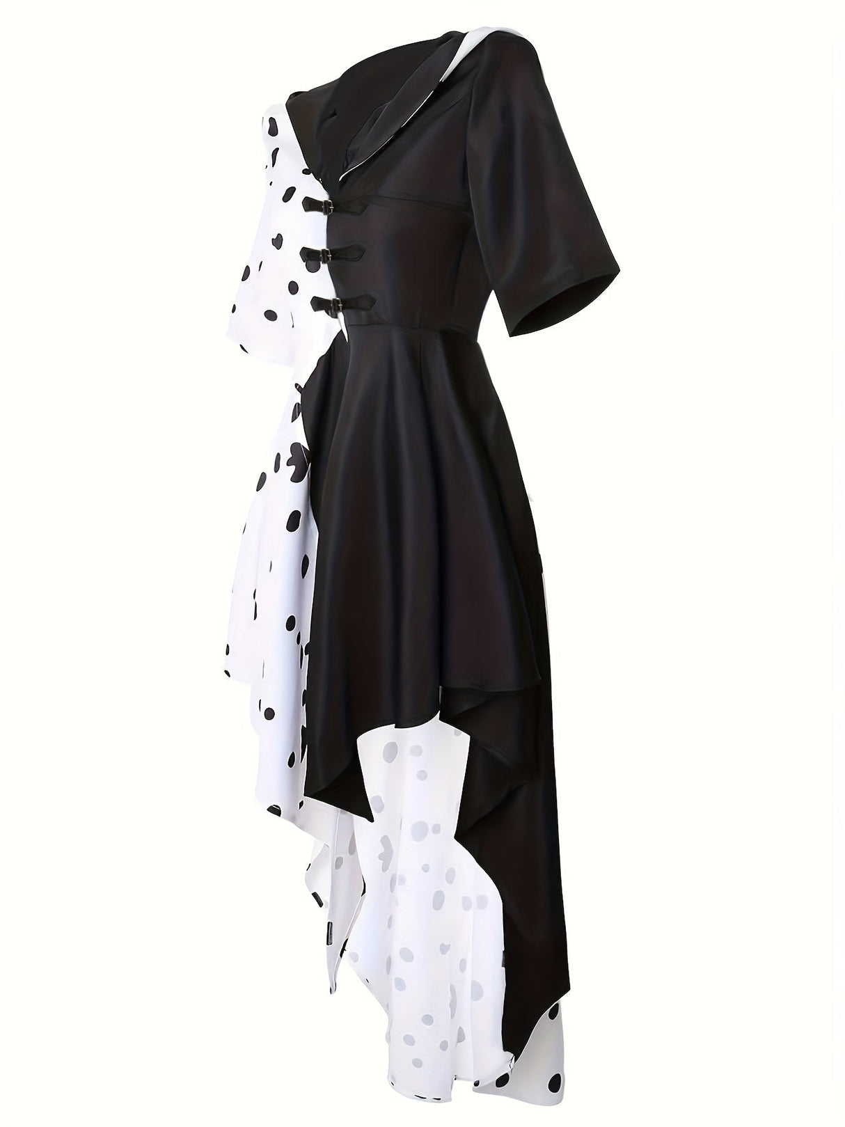 Womens Dalmatian Halloween Dress Hooded Asymmetrical High-Low Costume - Product detail 4