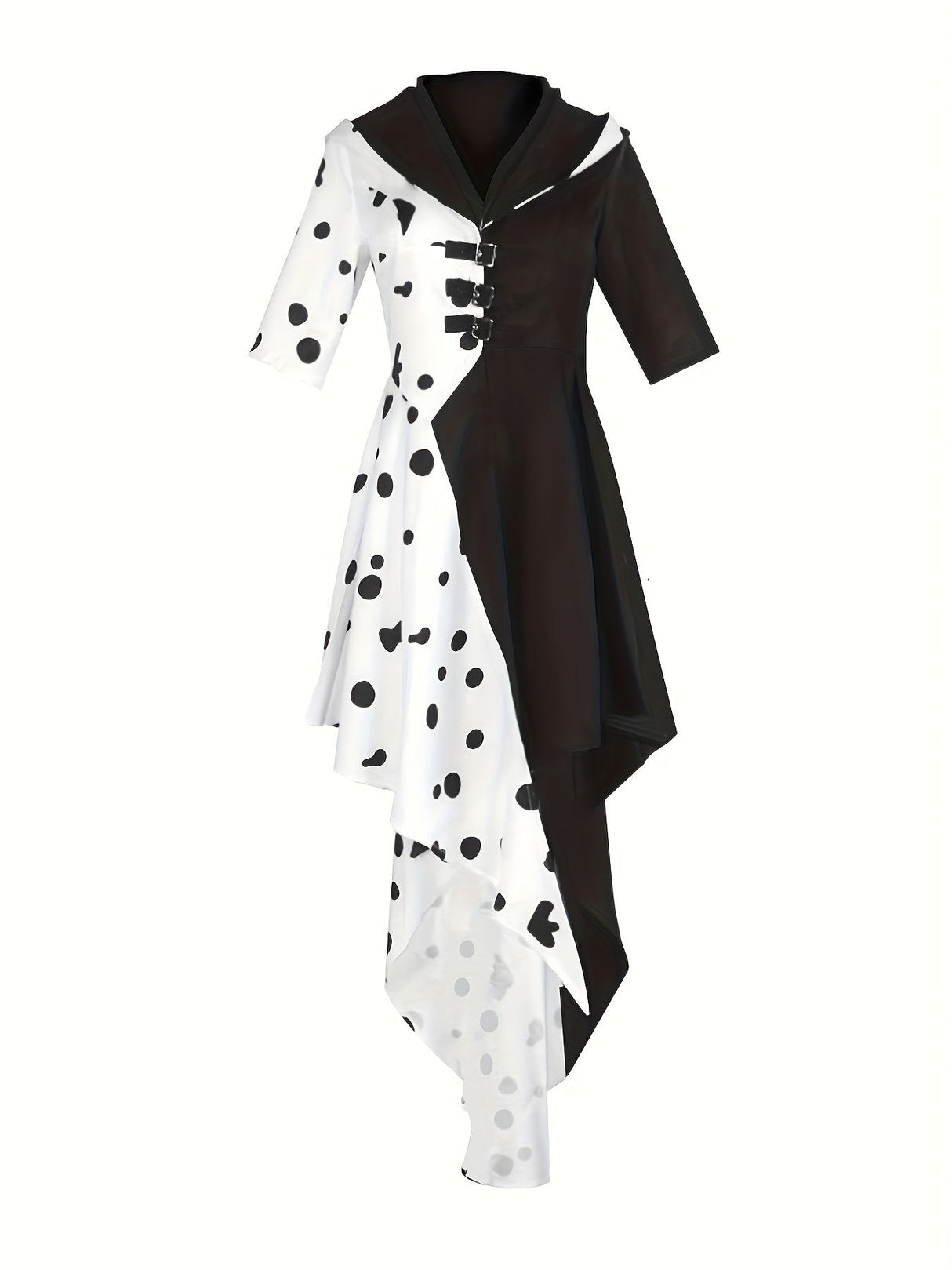 Womens Dalmatian Halloween Dress Hooded Asymmetrical High-Low Costume - Product detail 5
