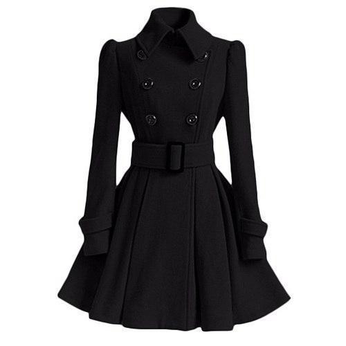 Classic Double-Breasted Coat Belted A-Line Silhouette - Product showcase