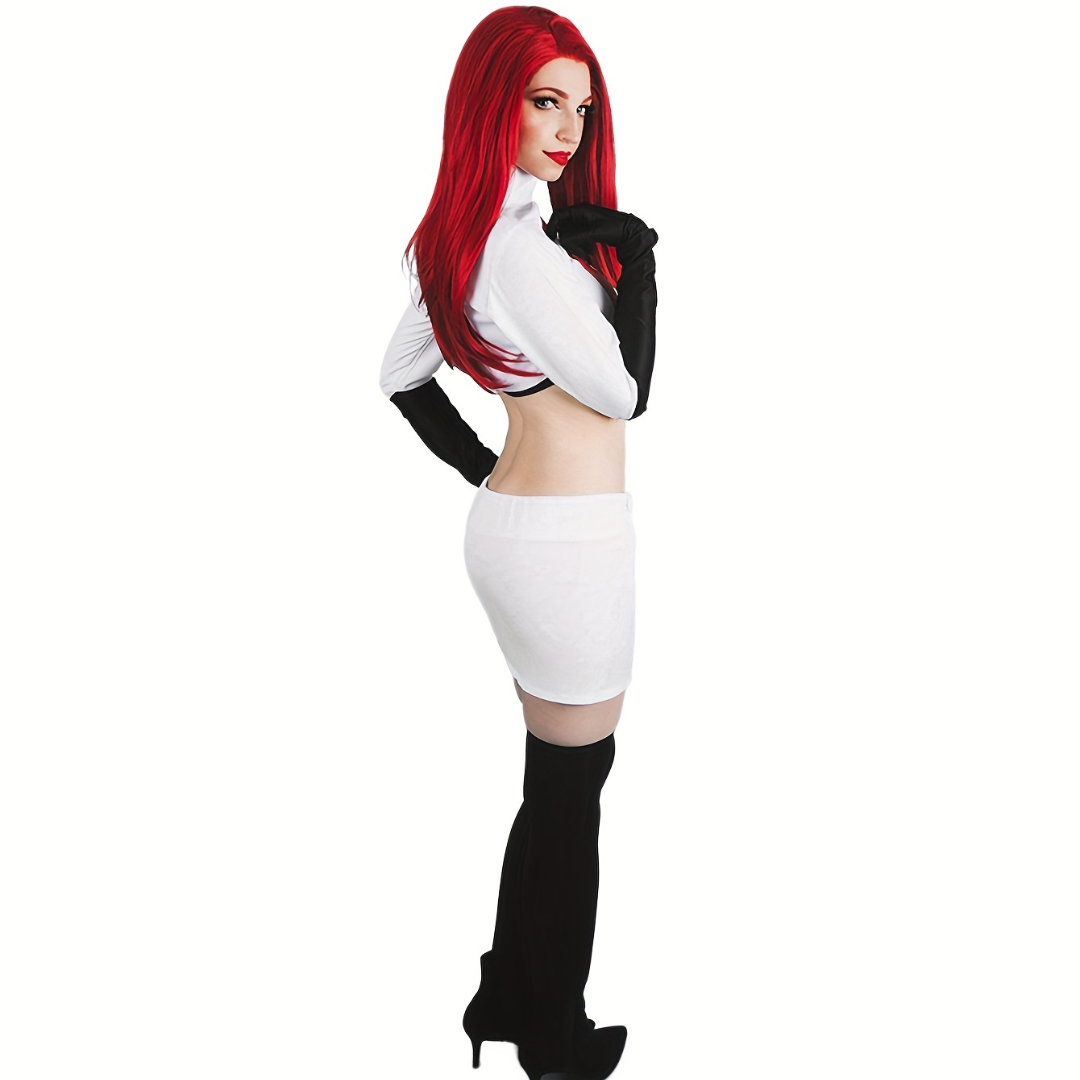 Anime Cosplay Costume White Two-Piece Set with R Logo - Product example