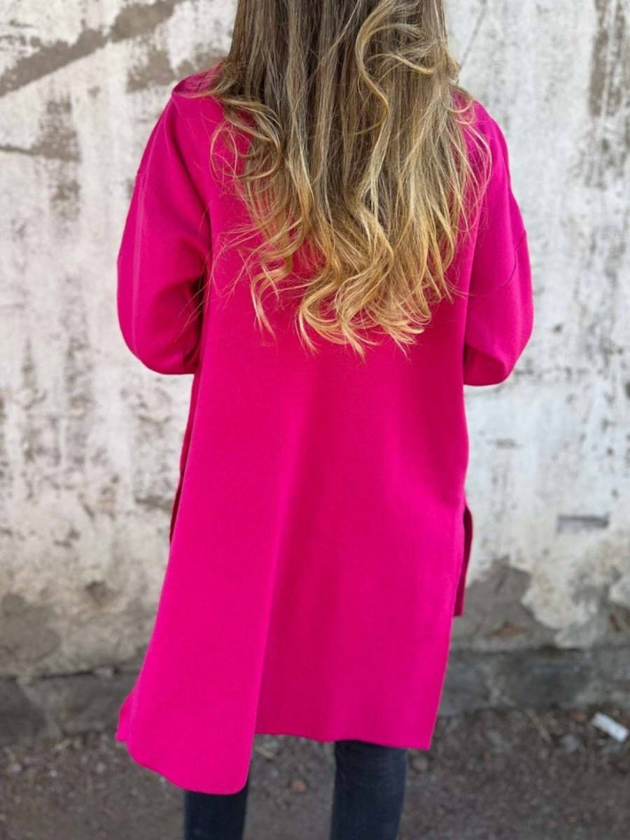 Womens Long Zip Jacket Black Cotton Blend Casual Coat - Product example