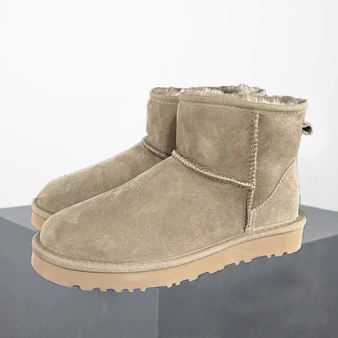 Womens Winter Ankle Boots  Sheepskin Suede Mini Platform - Product showcase