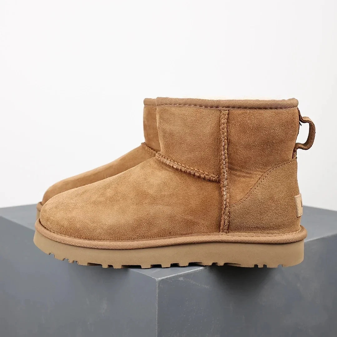 Womens Winter Ankle Boots  Sheepskin Suede Mini Platform - Detailed view