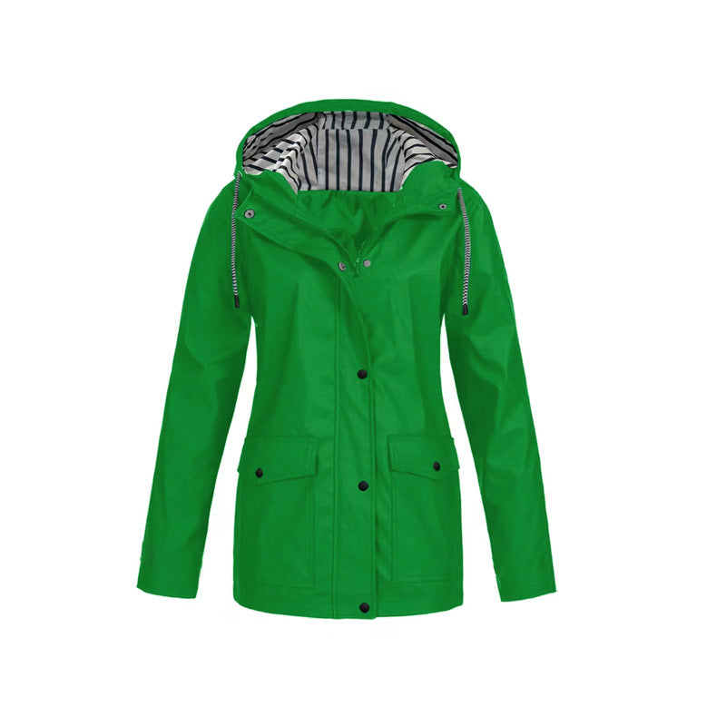 Waterproof Rain Jacket Striped Lined Hood Design - Product detail 8