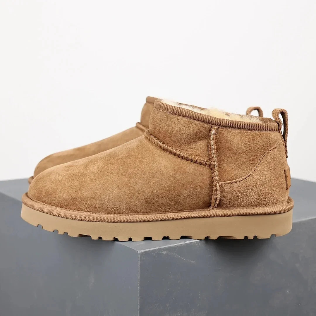 Suede Ankle Boots  Sheepskin Lined Winter Platform - Product showcase
