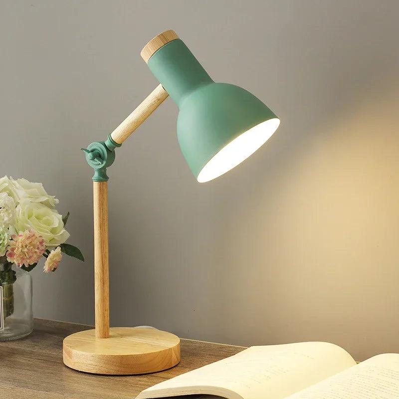 Scandinavian Table Lamp Natural Wood Base Design - Product detail 6