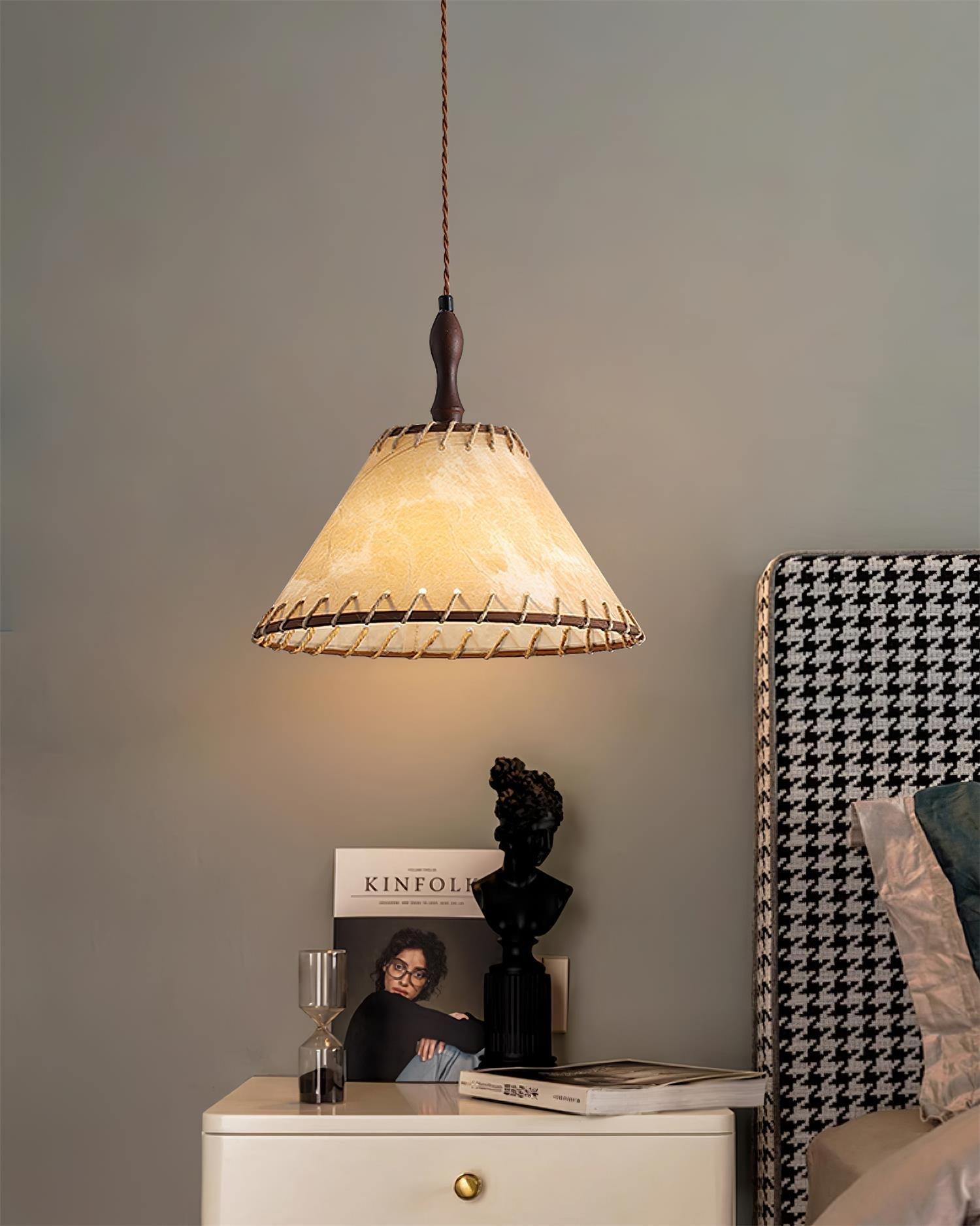Fabric Pendant Light  Natural Wood Trim Design - Product detail 24
