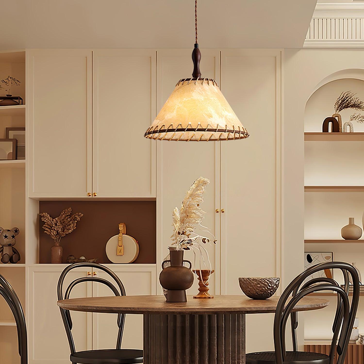 Fabric Pendant Light  Natural Wood Trim Design - Product detail 5
