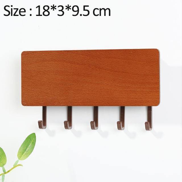 Wooden Wall Key Holder Modern Entryway Organizer with Colorful Hooks - Product detail 12