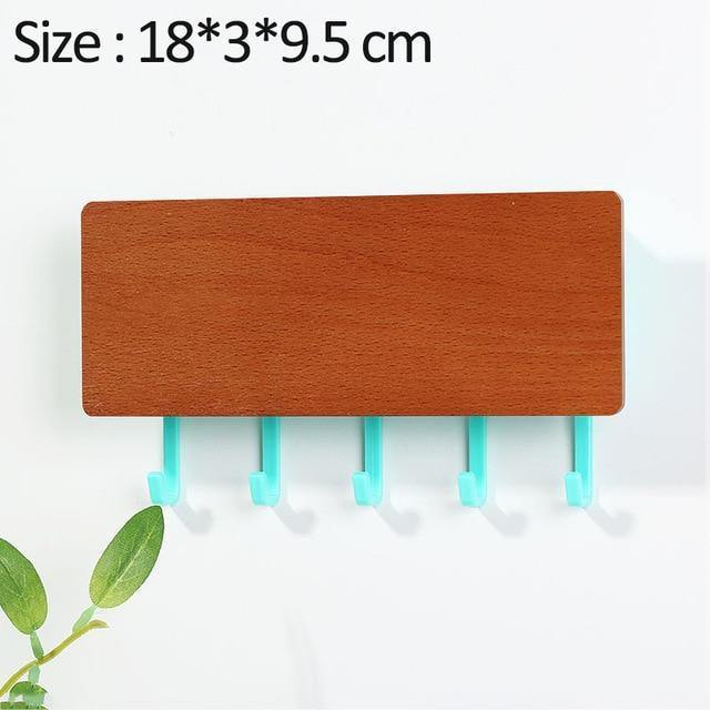 Wooden Wall Key Holder Modern Entryway Organizer with Colorful Hooks - Product detail 14