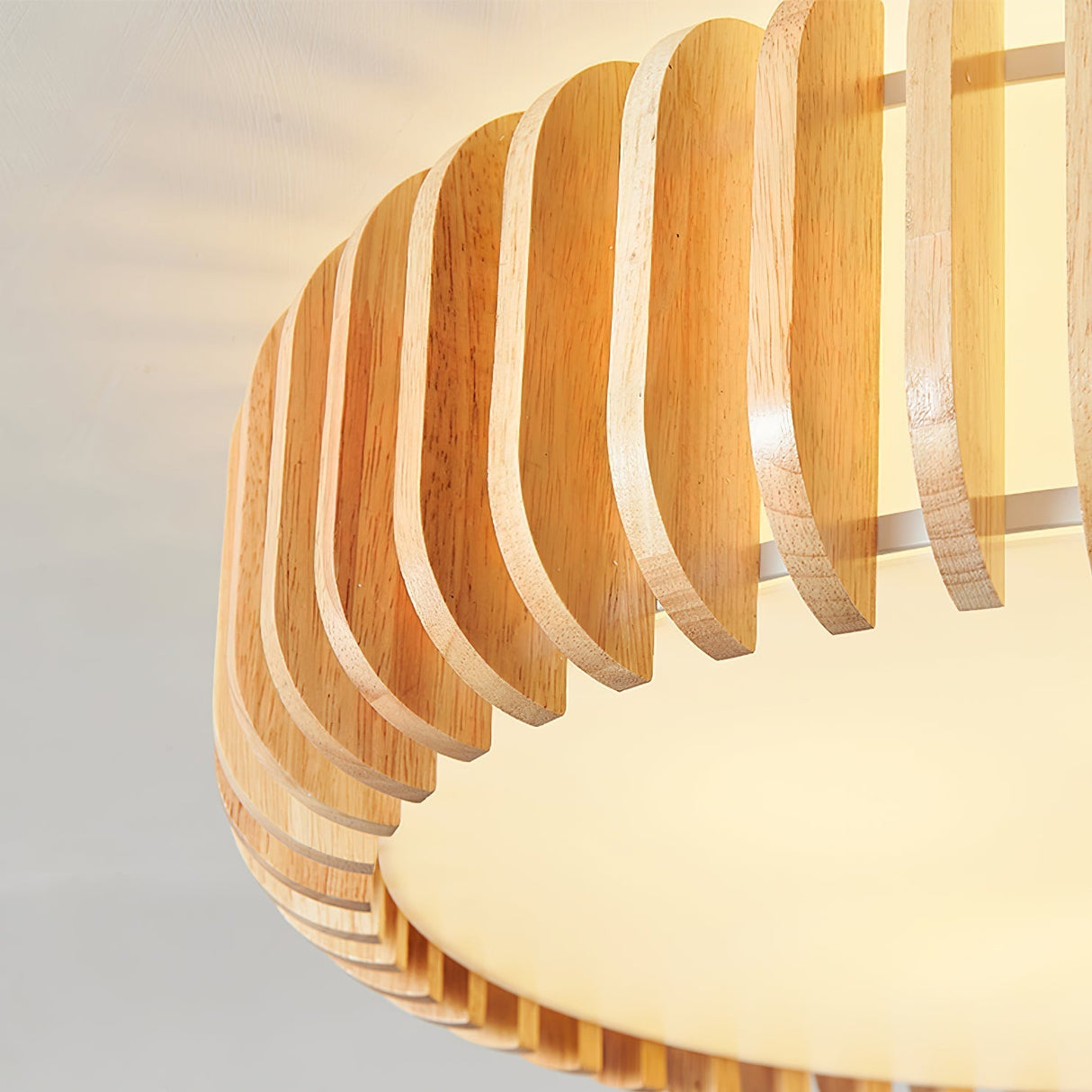 Modern Wooden Ceiling Light Natural Slat Drum Design - Product detail 22