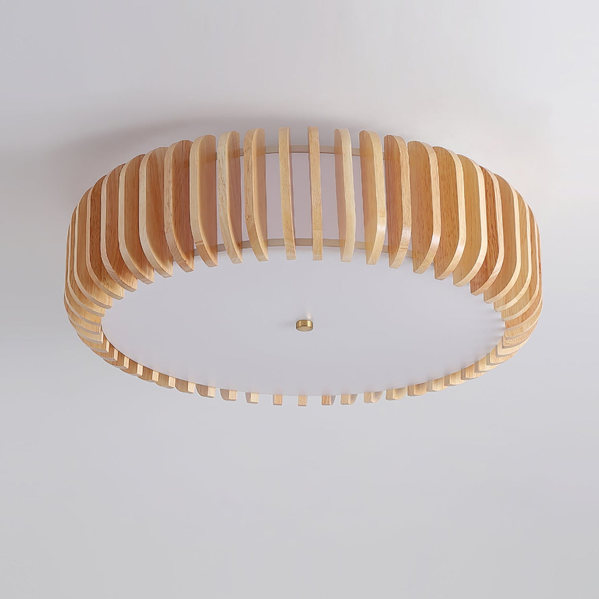 Modern Wooden Ceiling Light Natural Slat Drum Design - Product detail 19