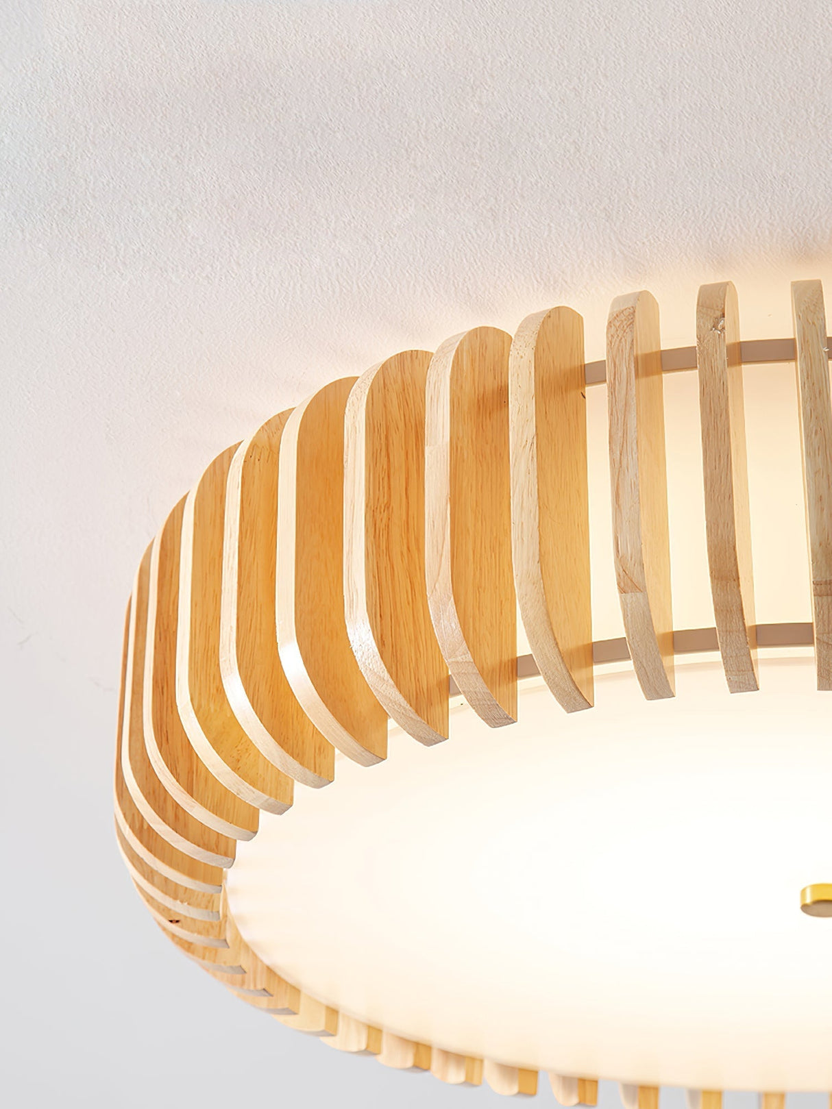 Modern Wooden Ceiling Light Natural Slat Drum Design - Product detail 21