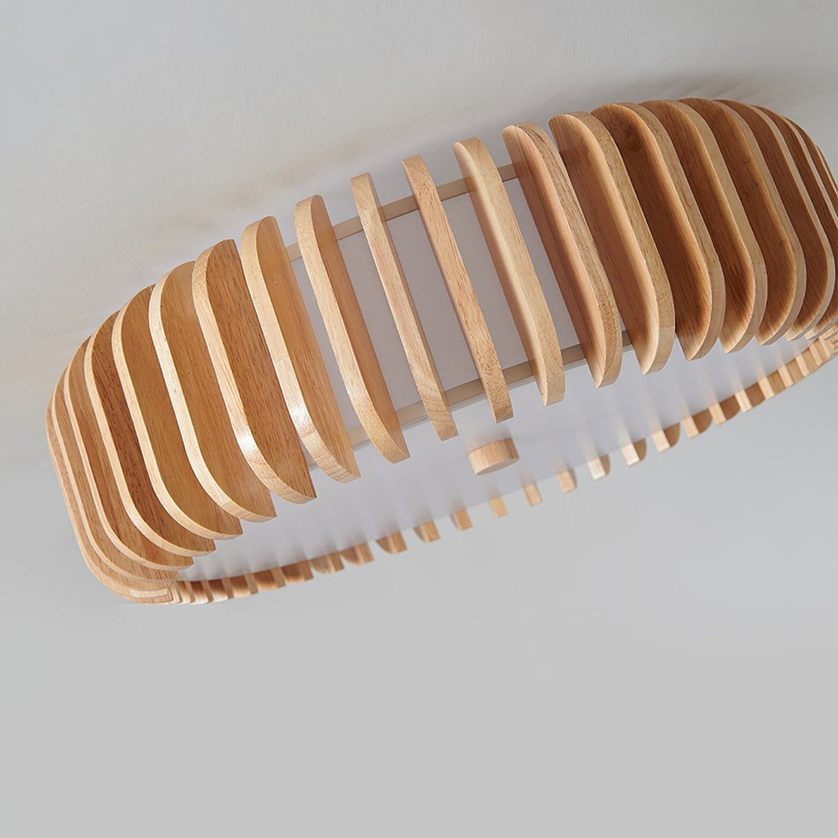Modern Wooden Ceiling Light Natural Slat Drum Design - Product detail 20