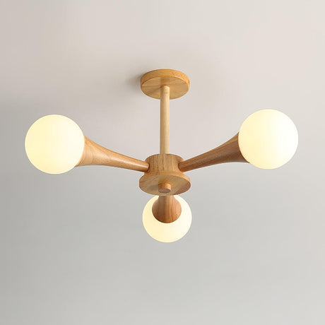 Modern Wooden Ceiling Light  Triple Globe Glass Shades - Product detail 25