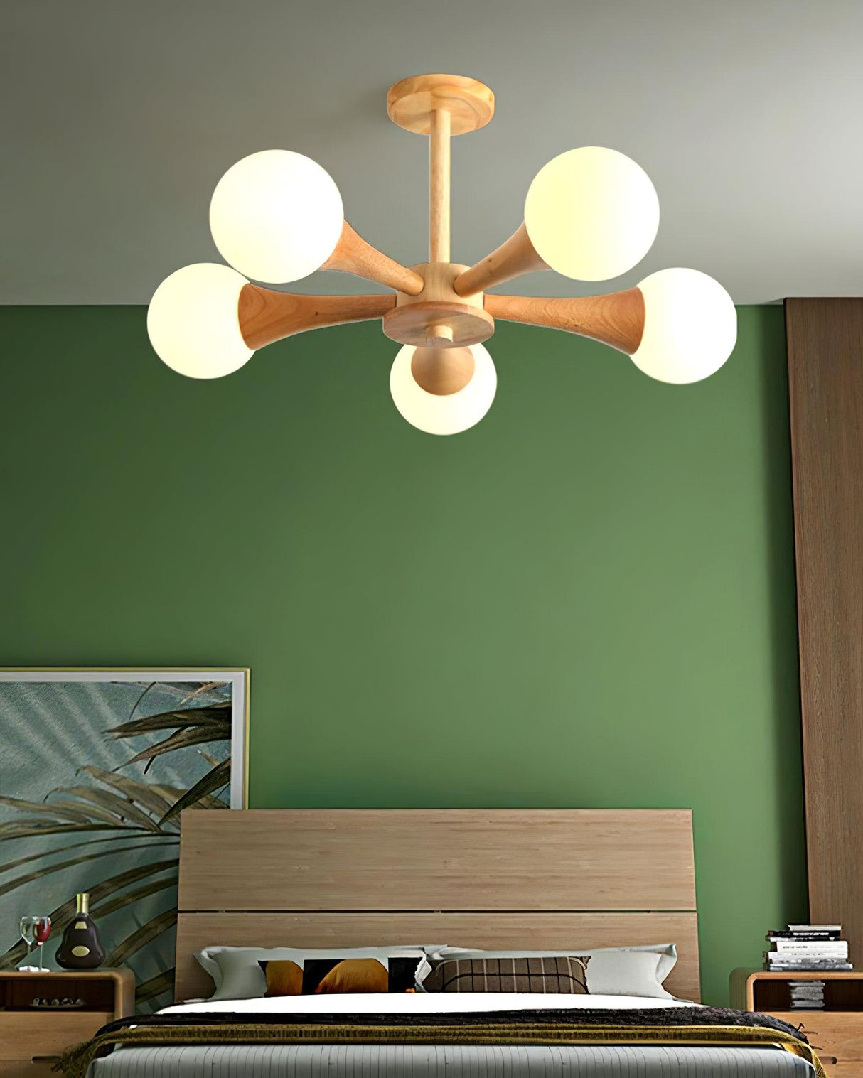 Modern Wooden Ceiling Light  Triple Globe Glass Shades - Product detail 16
