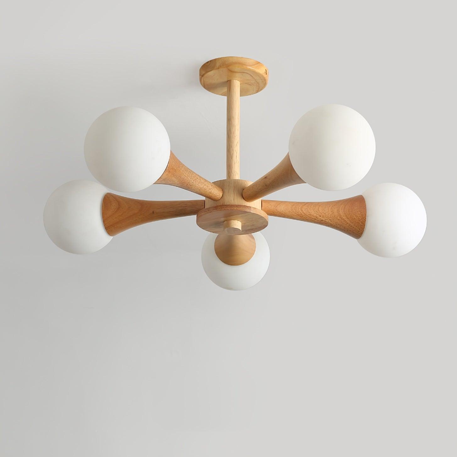 Modern Wooden Ceiling Light  Triple Globe Glass Shades - Product detail 15